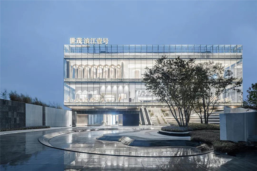 分析下售樓處的那些裝飾材料，玻璃丨銅丨穿孔板丨UHPC丨石材